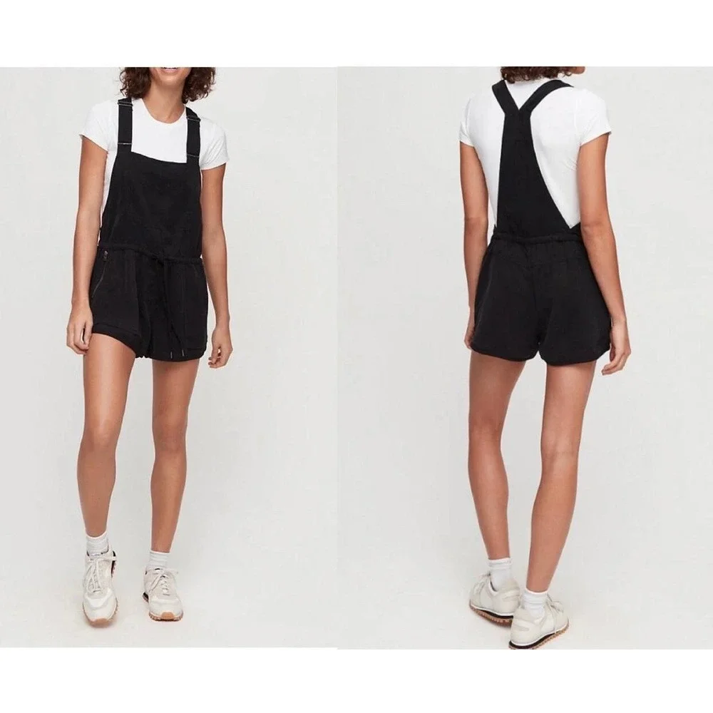 Wilfred Free Beatriz Drawstring Overalls Romper Black Women S Pockets Drawstring